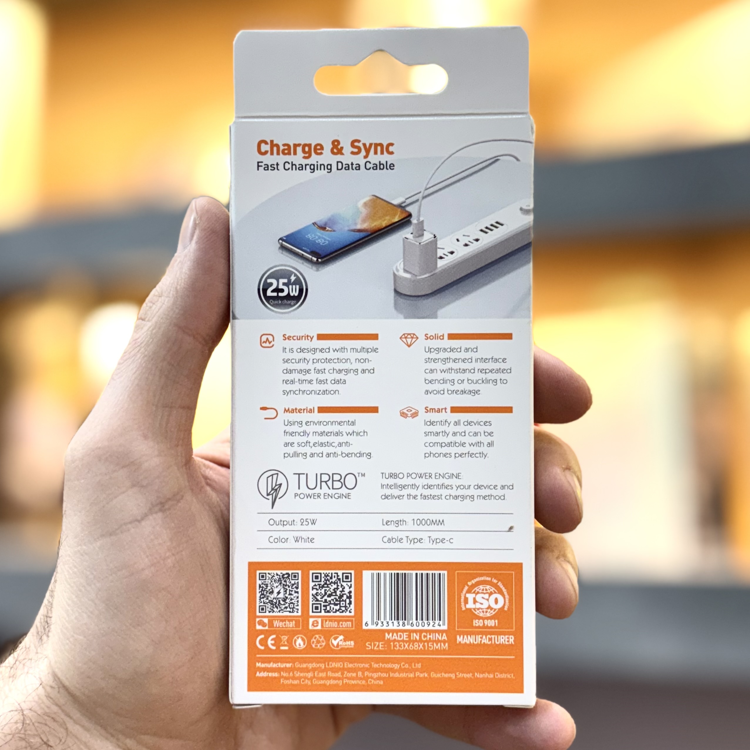 قیمت و مشخصات کابل تایپ C از برند الدینیو