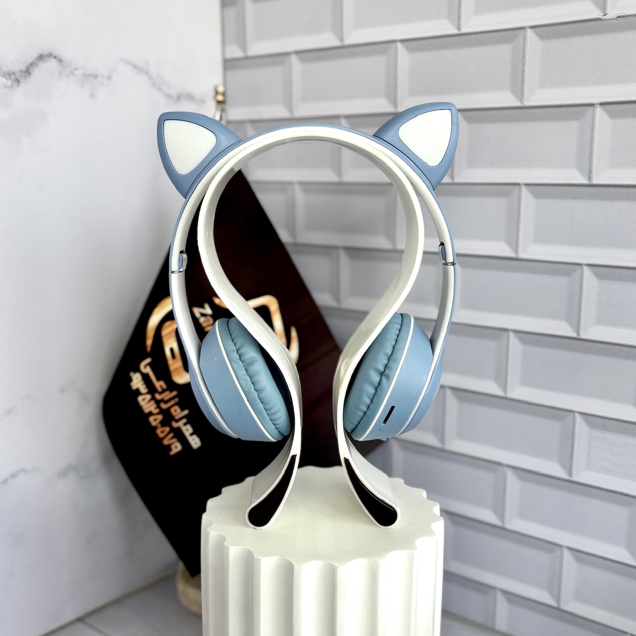 هدفون بلوتوثی عروسکی گربه‌ای مدل MZ-023 با نورپردازی RGB مناسب کودکان با پشتیبانی از AUX و کارت حافظه