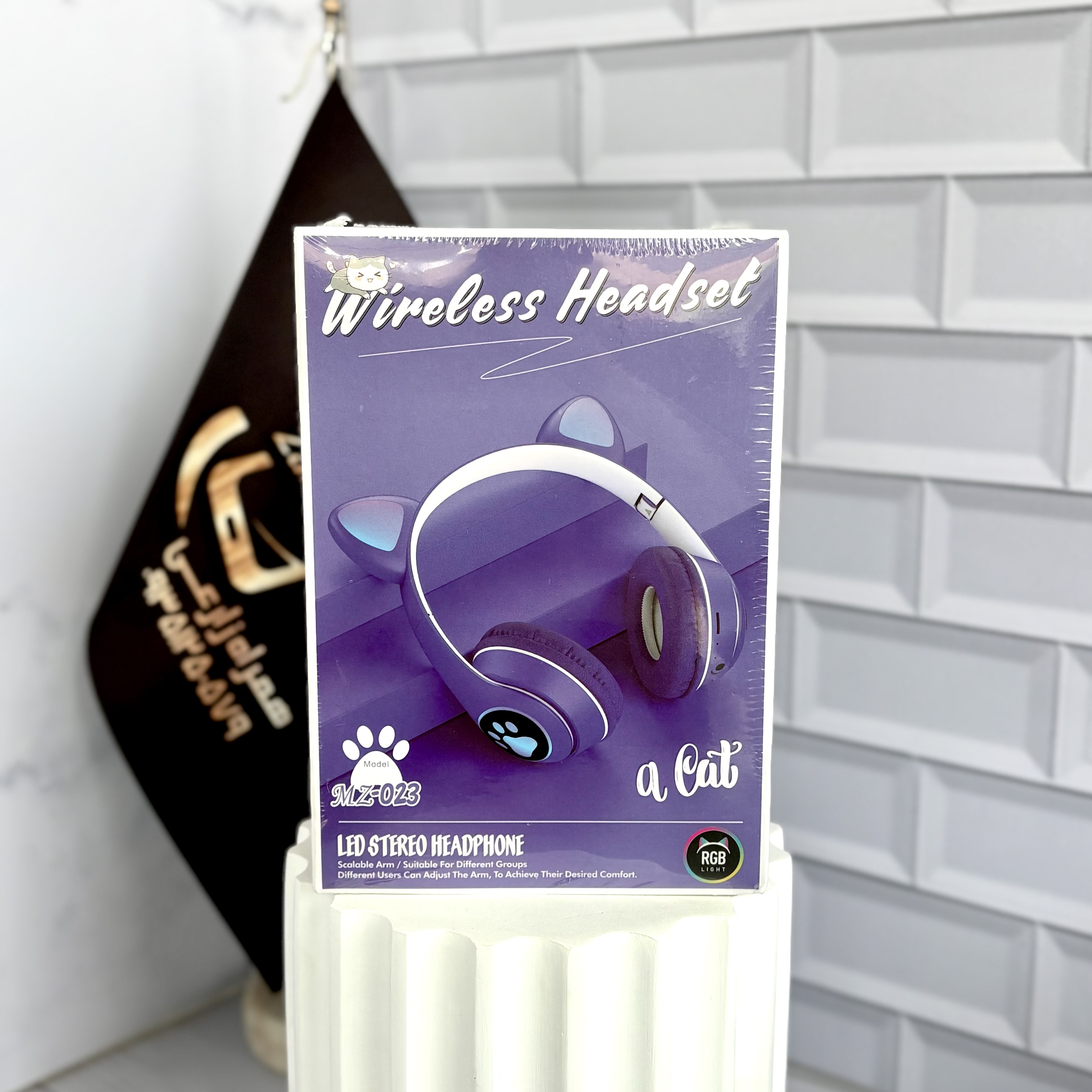 هدفون عروسکی گربه‌ای MZ-023 رنگ بنفش با نور RGB جذاب