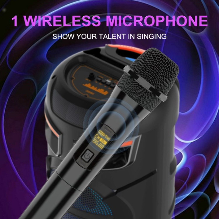 اسپیکر بلوتوثی قابل حمل Sing-e مدل ZQS2803 دارای دو ساب 8 اینچی با میکروفون بیسیم و کنترل